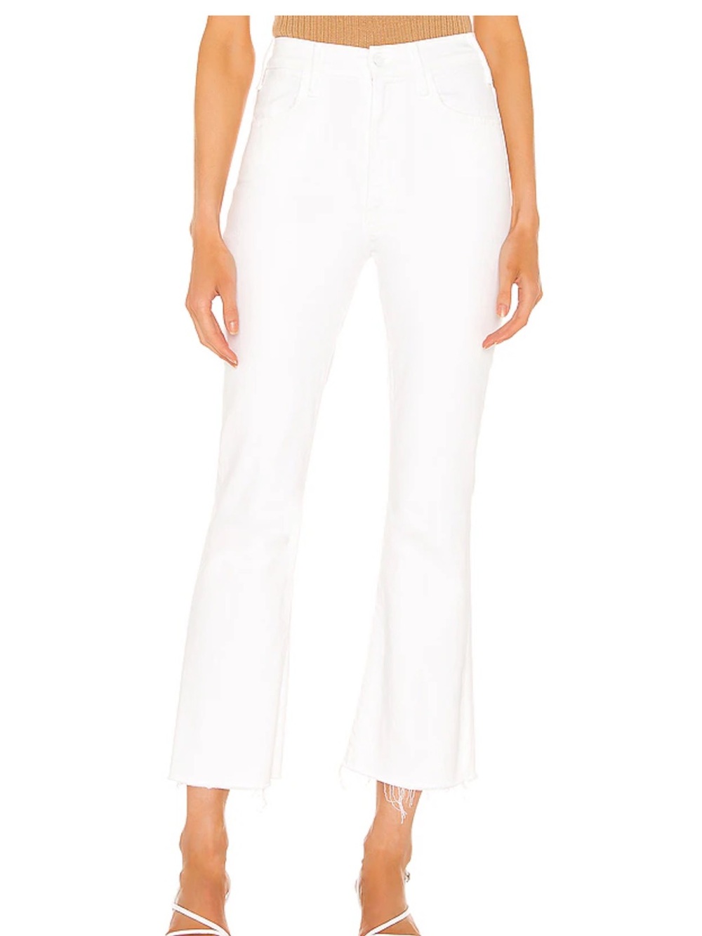 MOTHER The Hustler Ankle Fray in White